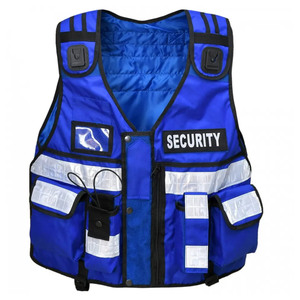 Gilet de sécurité bleu réfléchissant haute visibilité, vêtements de travail unisexes, uniforme en polyester - Product Image 1