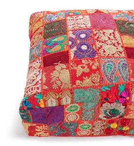 Housse de coussin carrée bohème en patchwork, brodée à la main, en coton, style indien, décoration intérieure - Product Image 4