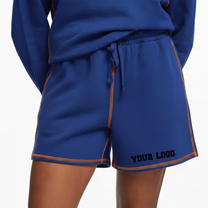 Shorts décontractés de haute qualité pour femmes, avec surpiqûres contrastées, longueur courte, 100% coton, respirants, pour entraînement et sport. - Product Image 4