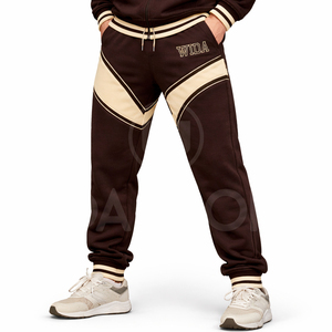 ชุดเซ็ตฮู้ดดี้แทรคสูทผ้าฝ้ายแท้ 100% สีน้ำตาลแบบซิป สไตล์สตรีทแวร์และแอธลีเชอร์ สำหรับผู้ชายและผู้หญิง  ลดราคาพิเศษ รับผลิตตามแบบ OEM - Product Image 4