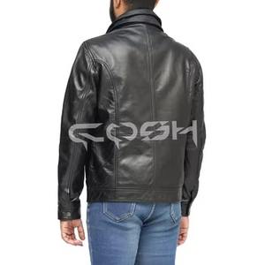 แจ็คเก็ตหนังสีดำดีไซน์หรูหรา ผลิตตามสั่ง OEM/ODM ทนทาน หลายกระเป๋า พร้อมชั้นในถอดออกได้และซับในแบบควิลท์ - Product Image 6