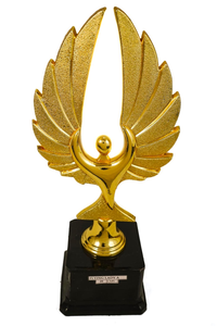 Trophée de luxe en forme d'aile dorée avec base noire – Statuette décorative haut de gamme pour événements et cérémonies - Product Image 2