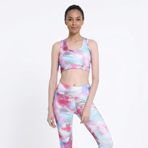 Women's Tie Dye Yoga Sports <b>Bra</b> Neck <b>Racerback</b> Medium Support Breathable Spandex Polyester Removable Pads Print - Product Image 2