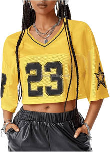Service OEM – T-shirts en maille 100 % polyester unisexe, personnalisables, style Y2K, crop tops streetwear, vêtements de sport à manches courtes, respirants et à séchage rapide - Product Image 3