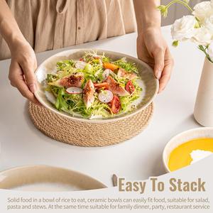 Assiettes en céramique à glaçure crème, finition dégradée subtile, design rond élégant, vaisselle durable et empilable, idéale pour les repas quotidiens - Product Image 4