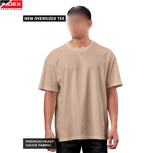 Camiseta de Manga Corta con Cuello Redondo para Hombre, Color Beige, Corte Regular, Tejido Jersey Informal, 100% Algodón, Color Sólido, Marca INDEX SPORTSWEAR - Product Image 3