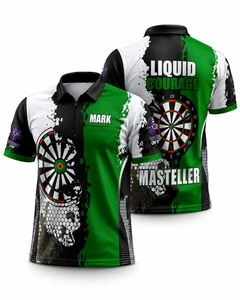 Polo personnalisé pour homme, noir et blanc, imprimé géométrique, séchage rapide, manches courtes, design sportif, nom et logo personnalisés - Product Image 1