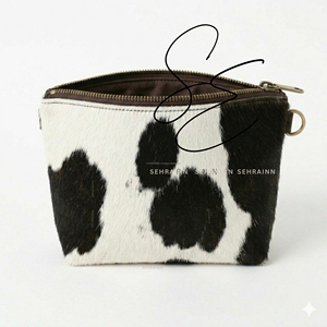 Real Hair On Leather Mini Toiletry <b>Pouch</b> Small Travel Cosmetic Bag Cowhide Makeup Organizer Zipper Dopp Kit For <b>Men</b> Women - Product Image 3