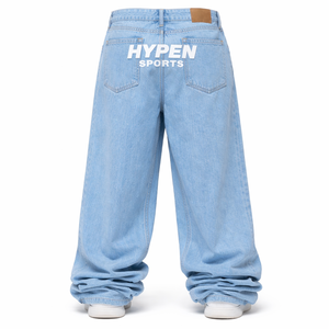 HYPEN SPORTS - Jeans de mezclilla holgados de pierna recta para hombre, corte medio, transpirables, para verano, otoño y primavera - Product Image 2