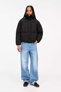 Top Quality Women's Black <b>Quilted</b> Puffer <b>Jacket</b> Stand Collar Full Sleeve Winter Warm Thick Solid Color Short Length Coat - Product Image 3