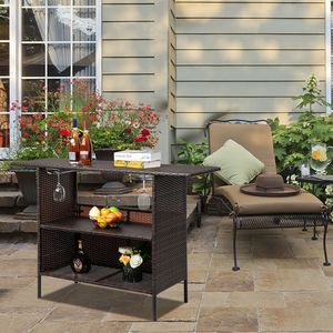 Elegante Tavolo da Bar Moderno con Gradiente Marrone, Bellissimo Arredamento in Legno e Acciaio per Casa, Hotel, Ristoranti, Eventi e Banchetti - Product Image 4
