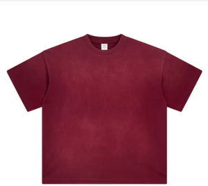 Vente en gros de T-shirts personnalisés pour hommes, style urbain, tricotés, grammage lourd 200 grammes, 100% Coton, col rond, coupe oversize, motif teint à l'avant, respirants - Product Image 1