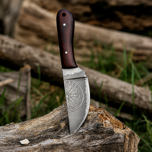 Couteau Viking Skinner artisanal OEM personnalisé, gravé, en acier à haute teneur en carbone, lame fixe, manche en bois, pour le camping en plein air, la survie en milieu sauvage - Product Image 5