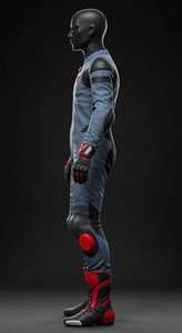 Men's Blue Color Blocked <b>One</b> Piece Motorcycle Racing <b>Suit</b> Full <b>Body</b> Jumpsuit - Product Image 3