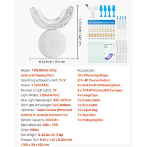 Kit Sbiancante per Denti a LED con 32 Luci Acceleratrici, Strisce Sbiancanti, Penne, Gel, Siringhe, Vassoio a U, Sbiancamento Dentale Wireless - Product Image 4