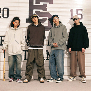 Sweat à capuche surdimensionné en polaire lourd unisexe personnalisé de haute qualité Sweats à capuche d'hiver pour hommes broderie bouffante numérique teint en plaine - Product Image 4