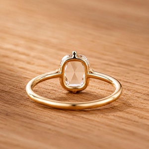 Bague de fiançailles solitaire en or massif 10K 14K 18K avec diamant de laboratoire taille coussin rose, couleur DEF, clarté VS VVS, certifié IGI - Product Image 4