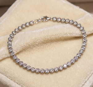 High Quality Cubic Zircon Solid Sterling Silver Link Chain <b>Bangles</b> IGI Certified Women's Classic Wedding Gift Jewelry - Product Image 6