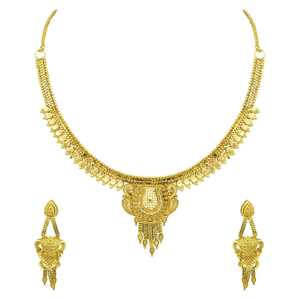 Conjunto de Collar y Pendientes de Cadena de Latón Chapado en Oro de 14K/18K/24K con Diseño de Flor Corta para Mujer, Venta al por Mayor - Product Image 4