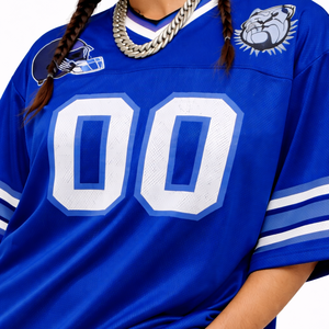 Camiseta de Fútbol Americano de Malla de Poliéster Azul Rey, Cuello en V, Talla Grande, Número de Equipo Personalizado, Uniforme Personalizado, Proveedor de Fábrica OEM al por Mayor - Product Image 3