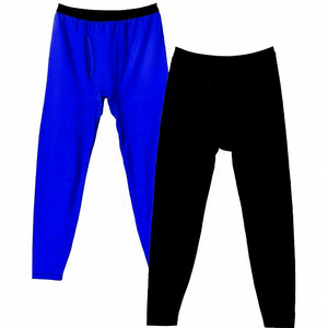 Leggings de compression pleine longueur pour hommes, couleur unie, respirants, en Spandex et Nylon, taille élastique - Product Image 2