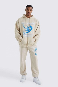 Ensemble évasé de nouvelle conception pour hommes, en molleton épais 100% coton, deux pièces, sweat-shirt à capuche et pantalon de survêtement évasé, ensemble de jogging pour hommes - Product Image 5