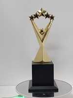 Trophée en métal modèle 805, 11 pouces, en alliage de zinc plaqué, récompense sportive avec gravure et impression UV, base en bois avec logo