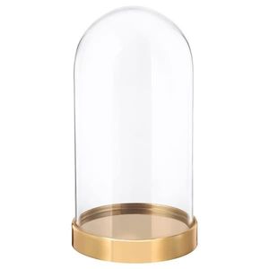 Round <b>Glass</b> Hurricane Candleholder with Gold Base for Home Decoration - Product Image 1