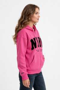 <b>Women's</b> Regular Fit Solid Breathable Casual Long Sleeve Hip Length Modal Zip-Through Hoodie - Product Image 2