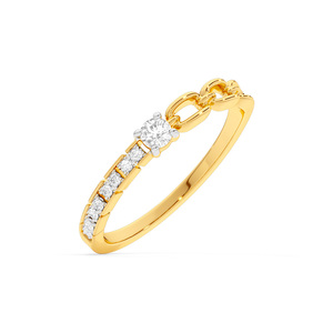 Bague solitaire ronde en or avec diamant de laboratoire pour fiançailles, mariage et cadeau d'anniversaire - Product Image 3