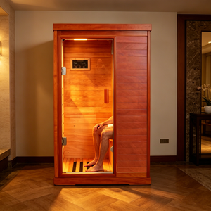Sauna Moderna de Okoume para el Hogar, Cabina de Vapor Seco con Panel de Control Inteligente, Puerta de Vidrio para Sauna de Infrarrojos Lejanos, Ideal para Hoteles y Hogares - Product Image 3
