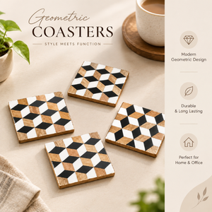 Geometric Mango Wood Epoxy Resin Coaster Set <b>Square</b> Drink Coasters <b>Scratch</b> Resistant Table Mats for Cups Mugs Home Office Decors - Product Image 2