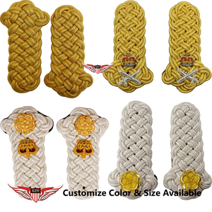 KEW High Best Customized Mylar Thread Embroidered Crown Shoulder Board <b>Braided</b> Quality Epaulettes <b>Accessory</b> Luxury Durable - Product Image 6