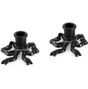 Gold Bow Taper <b>Candle</b> Holders Set 2 Vintage French Aluminium Handmade Eco-Friendly Table Decor for Weddings Home Decoration - Product Image 5