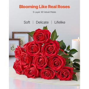 60 Pezzi di Fiori Artificiali Realistici in Schiuma Rossa, Rose Finte Personalizzabili in Bulk per Bouquet da Sposa Fai-da-Te o Addio al Nubilato - Product Image 2