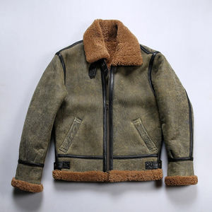 Latest Winter Season Bomber <b>Jacket</b> <b>for</b> <b>Men</b> Genuine Leather Sheepskin <b>Shearling</b> Decoration Winter Nonwoven Leather <b>Jacket's</b> - Product Image 2