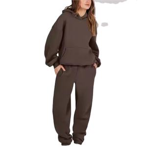 Venta al por mayor 100% de algodón de las mujeres chándal caliente Jogging Suit con sudaderas con capucha y sudaderas - Product Image 3