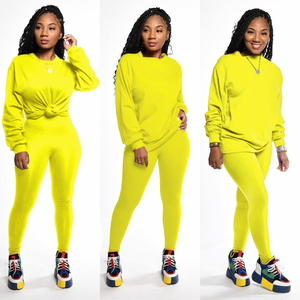 Women Two Piece Jogger <b>Set</b> Crew Neck Sweatshirt and Leggings Casual Streetwear Plus Size Custom Logo - Product Image 5