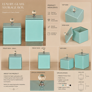 Luxury Bluish Color Mirror <b>Glass</b> Decorative Storage Box Dragonfly <b>Knob</b> Premium Jewelry Vanity Organizer Boxes Home Decor Lacquer - Product Image 3