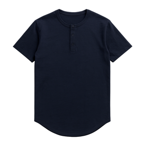 Camiseta de Hombre Azul Marino de Lujo, Algodón, Manga Corta, Cuello Redondo, Dobladillo Curvo, Logotipo Frontal, Preencogida, Ajuste Premium Transpirable - Product Image 2