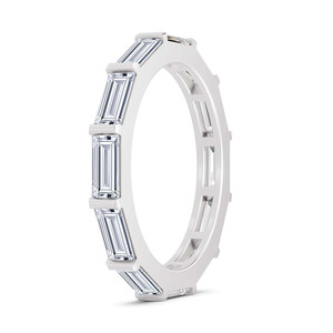 แหวนเพชรทรงบาแก็ตต์แบบ Eternity ดีไซน์เนอร์ 18k ทองคำ 10kt รูปทรงตะวันออก-ตะวันตก  ได้รับการรับรองจาก IGI แหวนหมั้นแบบคลาสสิกสำหรับผู้หญิง - Product Image 2
