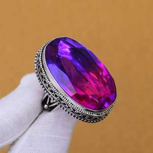 Anillo de Turmalina Multicolor Hecho a Mano, Estilo Bohemio, Plata de Ley 925, Joyería de Piedras Preciosas Naturales, Anillo para Mujer, Venta al Por Mayor - Product Image 5