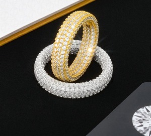 Anillo de banda de diamantes de 3 capas con incrustaciones de moissanita VVS, plata de ley 925, estilo hip hop, para boda, compromiso, regalo, unisex. - Product Image 3