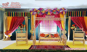 Attractive Look Mehndi <b>Swing</b> <b>Set</b> for Wedding Gujarati Sangeet Night <b>Swing</b> <b>Set</b> for Bride Groom Wedding Golden Finish <b>Swing</b> <b>Set</b> - Product Image 4