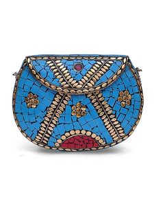 Shakuntala Textiles Bridal Women's Antique Brass Purse Ethnic Handmade Metal Clutch Bag - Product Image 2