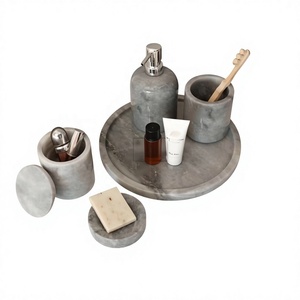 Hot Selling High Modern Customized Shape Five-piece Marble <b>Bathroom</b> <b>Accessory</b> <b>Set</b> Waterproof Easy Clean Features for Home Hotel - Product Image 1