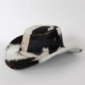 Sombrero de Vaquero Unisex de Cuero Vacuno con Patrón Blanco y Negro a Rayas, Estilo Occidental, para Adultos, 56-58cm, para Usar en la Playa en Verano - Product Image 1
