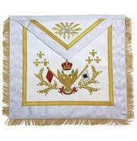 Tablier de regalia maçonnique en feutre non tissé, avec bordure en fils d'or brodée à la main de luxe, épingle de sûreté, taille personnalisée, logo hautement brodé