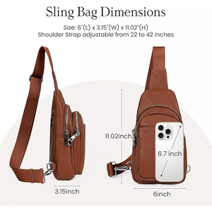 Sac bandoulière en cuir véritable avec sangle arquée détachable, fermeture éclair antivol, pochette de chasse unisexe - Product Image 2