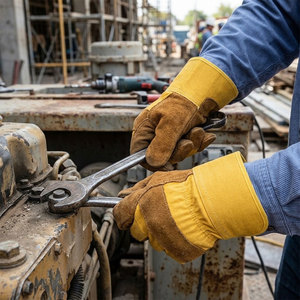 Gants de travail en cuir de vachette pleine fleur robustes, résistants à l'abrasion, pour le jardinage et la construction, gants de sécurité industriels durables - Product Image 4